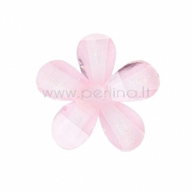 Resin flower, faceted, pink, 12x12 mm