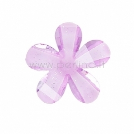 Resin flower, faceted, lilac, 12x12 mm