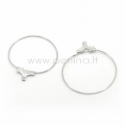 Silver tone wine glass charm rings/earring pendants, 29x26 mm, 1 pc