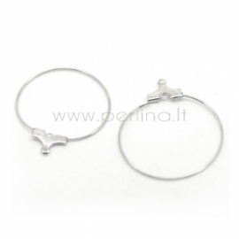 Silver tone wine glass charm rings/earring pendants, 29x26 mm, 1 pc