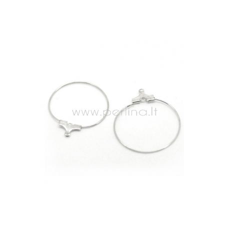 Silver tone wine glass charm rings/earring pendants, 29x26 mm, 1 pc