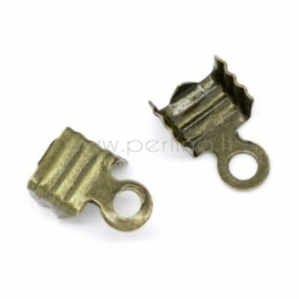 Cord crimp end caps, bronze tone, 7x5 mm, 10 pcs