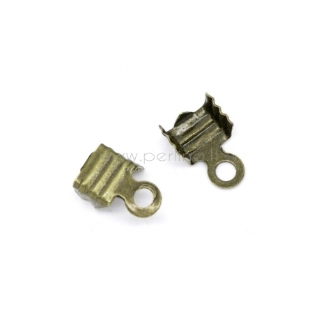 Cord crimp end caps, bronze tone, 7x5 mm, 10 pcs