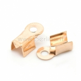 Cord crimp end caps, rose gold, 9x4 mm, 10 pcs