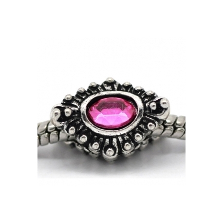 Pandora karoliukas, su fuksijos sp. akriliniu kabošonu, 15x11 mm