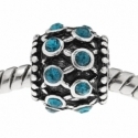 Pandora karoliukas, su žydrais kristalais, 11x9 mm