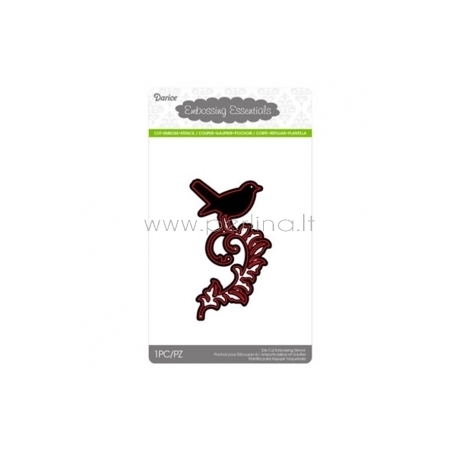 Die cut stencil bird on branch, 61x105 mm, 1 pc
