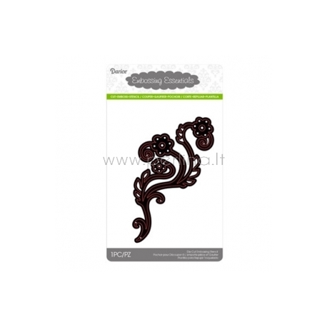 Die cut stencil flower on vine with leaves, 70x150 mm, 1 pc