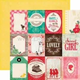 Paper "3x4 Journaling Cards - Jack and Jill Girl Collection", 30,5x30,5 cm