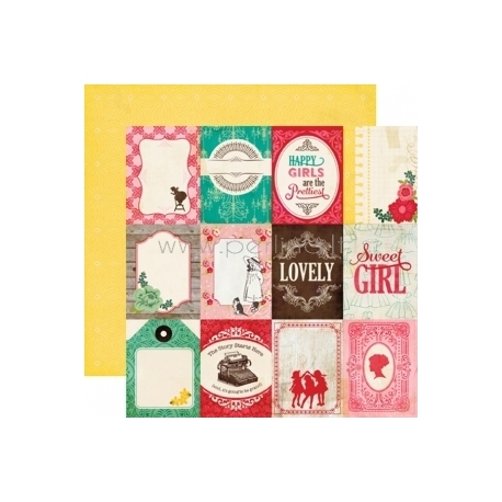 Paper "3x4 Journaling Cards - Jack and Jill Girl Collection", 30,5x30,5 cm