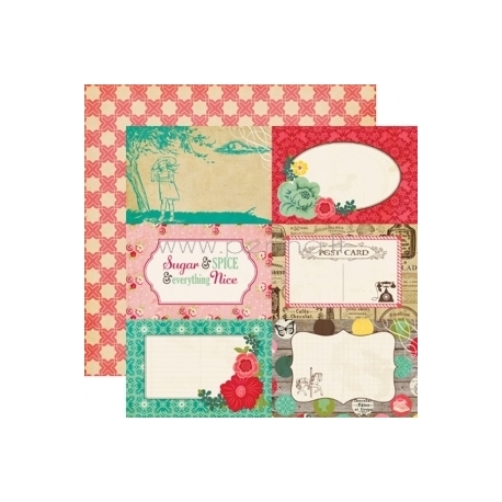 Paper "4x6 Journaling Cards - Jack and Jill Girl Collection", 30,5x30,5 cm