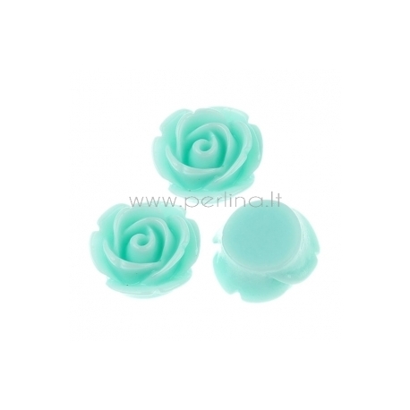 Resin flower embellishment, cyan, 11x11 mm