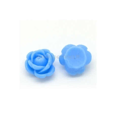 Akrilinis kabošonas-gėlė, mėlyna/žydra sp., 10 mm