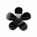 Resin flower, faceted, black, 12x12 mm