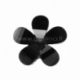Resin flower, faceted, black, 12x12 mm