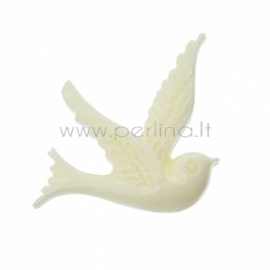 Resin embellishment "Dove", off-white, 25x24 mm