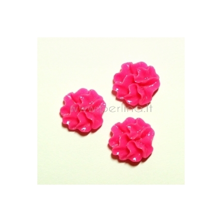 Resin flower embellishment, fuchsia, 12 mm