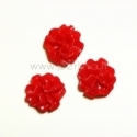 Resin flower embellishment, red, 12 mm