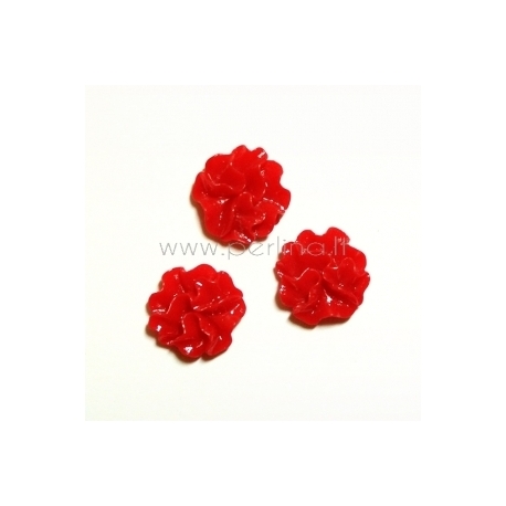 Akrilinis kabošonas-gėlė, raudonos sp., 12 mm