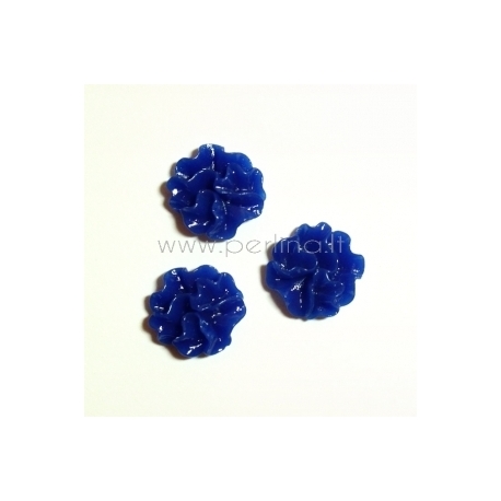 Resin flower embellishment, blue, 12 mm