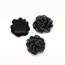 Resin flower embellishment, black, 12 mm