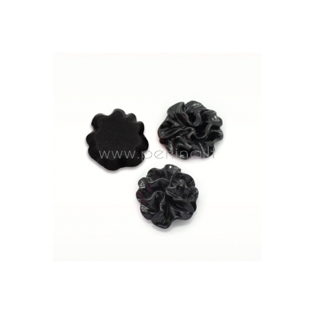 Resin flower embellishment, black, 12 mm