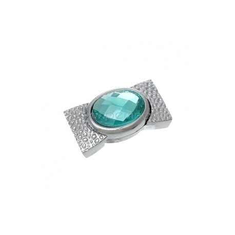 Užsegimas magnetinis su žydru kabošonu, sidabro sp., 34x18 mm