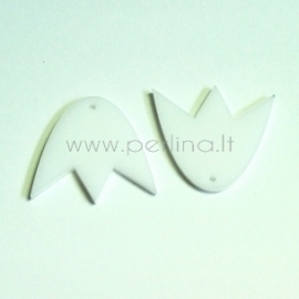 Plexiglass finding - pendant "Tulip", white, 3x2,7 cm