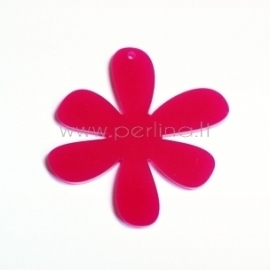 Plexiglass finding-pendant "Flower 1", fuchsia, 4x4 cm