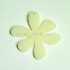 Plexiglass finding-pendant "Flower 1", ivory, 4x4 cm