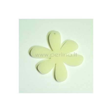 Plexiglass finding-pendant "Flower 1", ivory, 4x4 cm