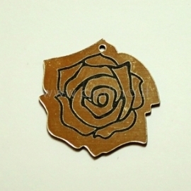 Plexiglass finding-pendant "Rose", black/gold, 3,5x3,5 cm