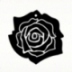 Org. stiklo detalė-pakabukas "Rožė", juoda/auksinė sp., 3,5x3,5 cm
