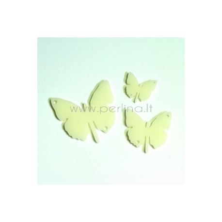 Plexiglass finding "Butterfly 1", ivory, 2x1,8 cm
