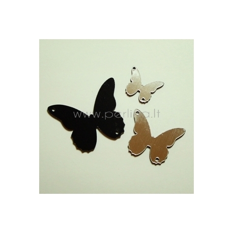 Plexiglass finding "Butterfly 4", black/silver, 4x3,2 cm