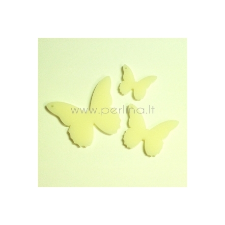 Plexiglass finding pendant "Butterfly 4", ivory, 3x2,4 cm