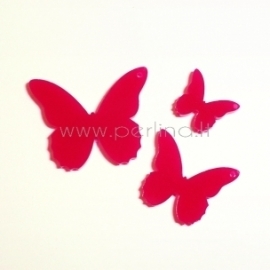 Plexiglass finding pendant "Butterfly 4", fuchsia, 4x3,2 cm