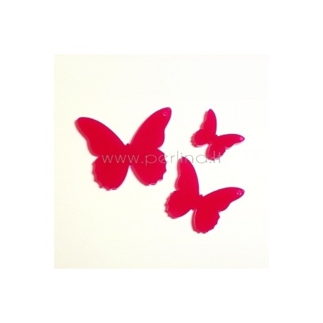 Plexiglass finding pendant "Butterfly 4", fuchsia, 4x3,2 cm