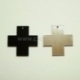Plexiglass finding pendant "Cross", black/silver, 3x3 cm
