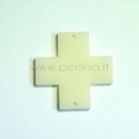 Plexiglass finding connector "Cross", ivory, 3x3 cm