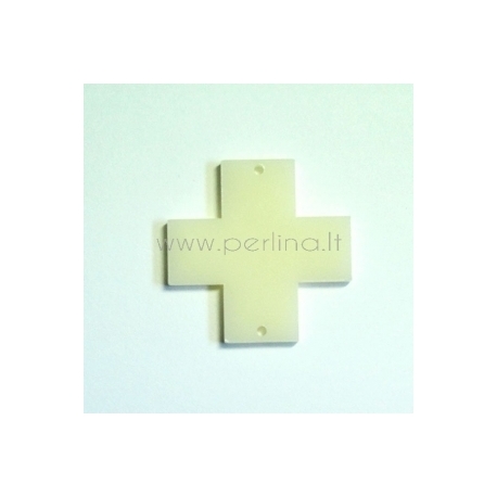 Plexiglass finding connector "Cross", ivory, 3x3 cm