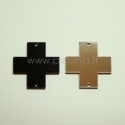 Plexiglass finding connector "Cross", black/silver, 3x3 cm