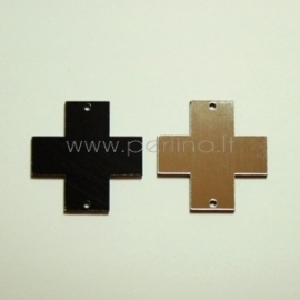 Plexiglass finding connector "Cross", black/silver, 3x3 cm
