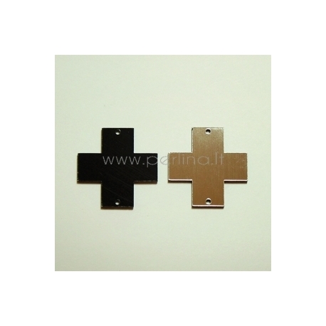 Plexiglass finding connector "Cross", black/silver, 3x3 cm