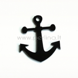 Plexiglass finding pendant "Anchor", black, 3x2,8 cm