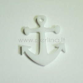 Org. stiklo detalė-pakabukas "Inkaras", baltos sp., 3x2,8 cm