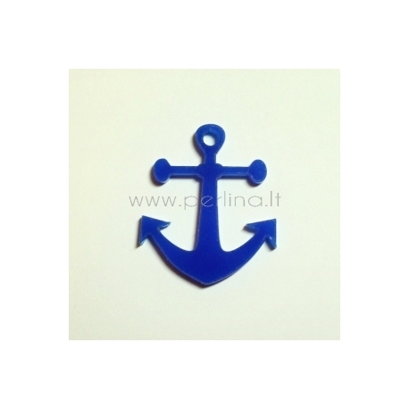 Plexiglass finding pendant "Anchor", blue, 3x2,8 cm