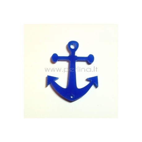 Plexiglass finding connector "Anchor", blue, 3x2,8 cm