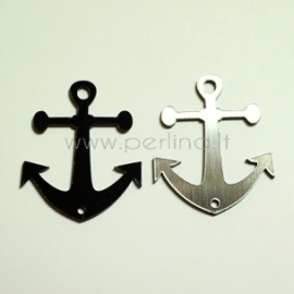 Plexiglass finding connector "Anchor", black/silver, 3x2,8 cm