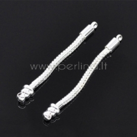 Pandora snake chain dangle earrings, silver plated, 50 mm